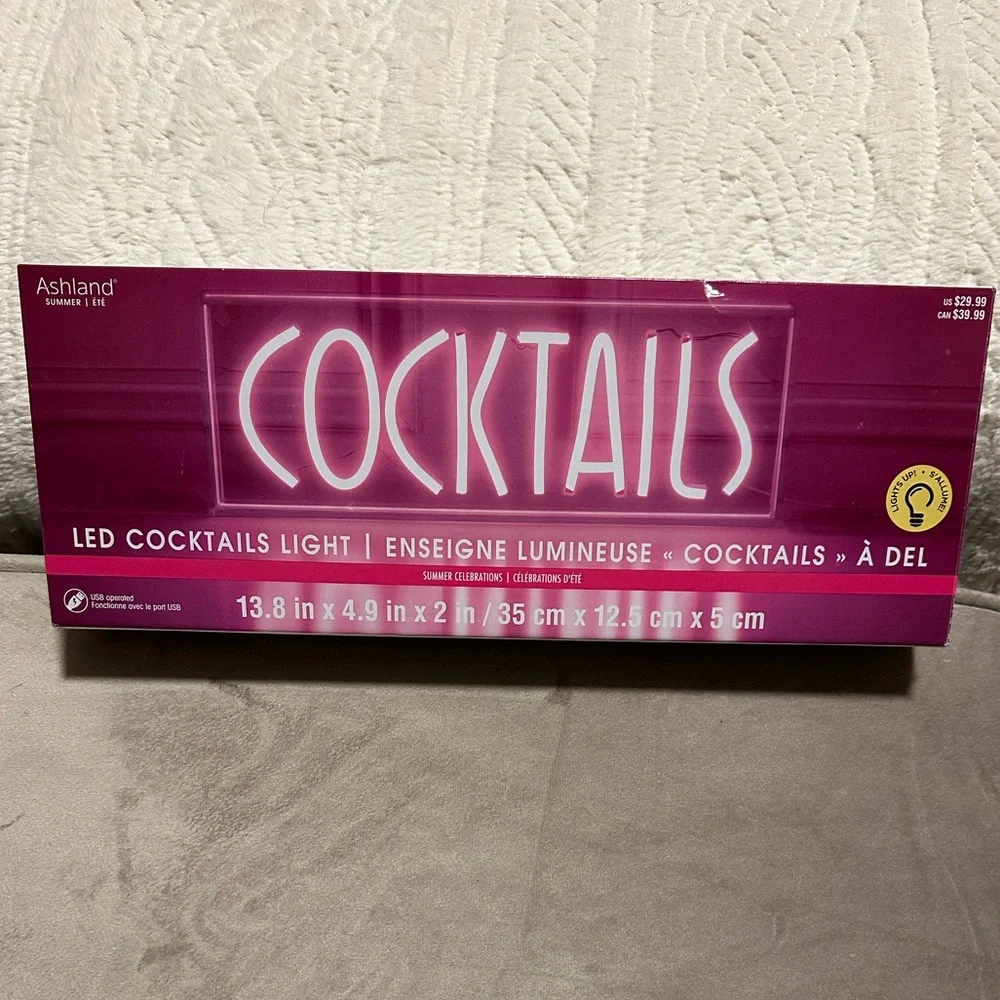 Cocktails Light Sign - Pink